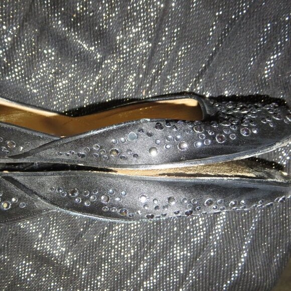 VALENTINO GARAVANI Black Rhinestone Embellished Ballet Flats driving loafers - Picture 6 of 14